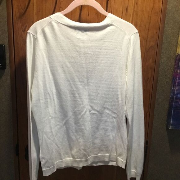NWOT. Van Heusen Women’s Size M White Lightweight Knit Sweater Jacket - Picture 5 of 10